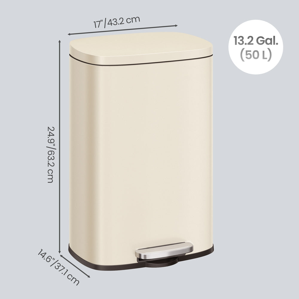 Pedal Rubbish Can 13 Gallon, Steel Trash Bin with Inner Bucket, Soft Close, for Kitchen, Black - image 27