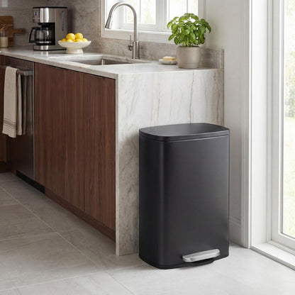 Pedal Rubbish Can 13 Gallon, Steel Trash Bin with Inner Bucket, Soft Close, for Kitchen, Black - image 19