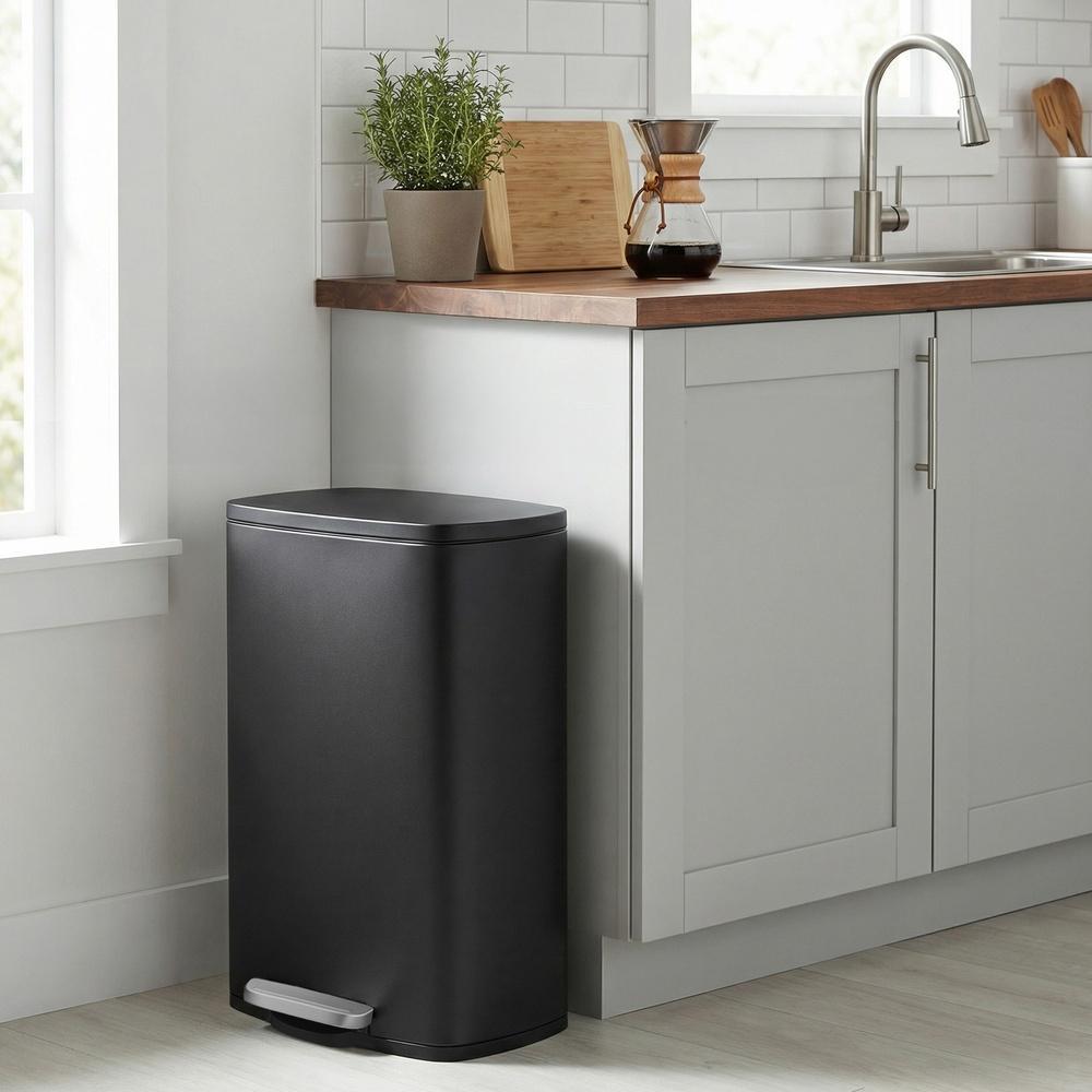 Pedal Rubbish Can 13 Gallon, Steel Trash Bin with Inner Bucket, Soft Close, for Kitchen, Black - image 24