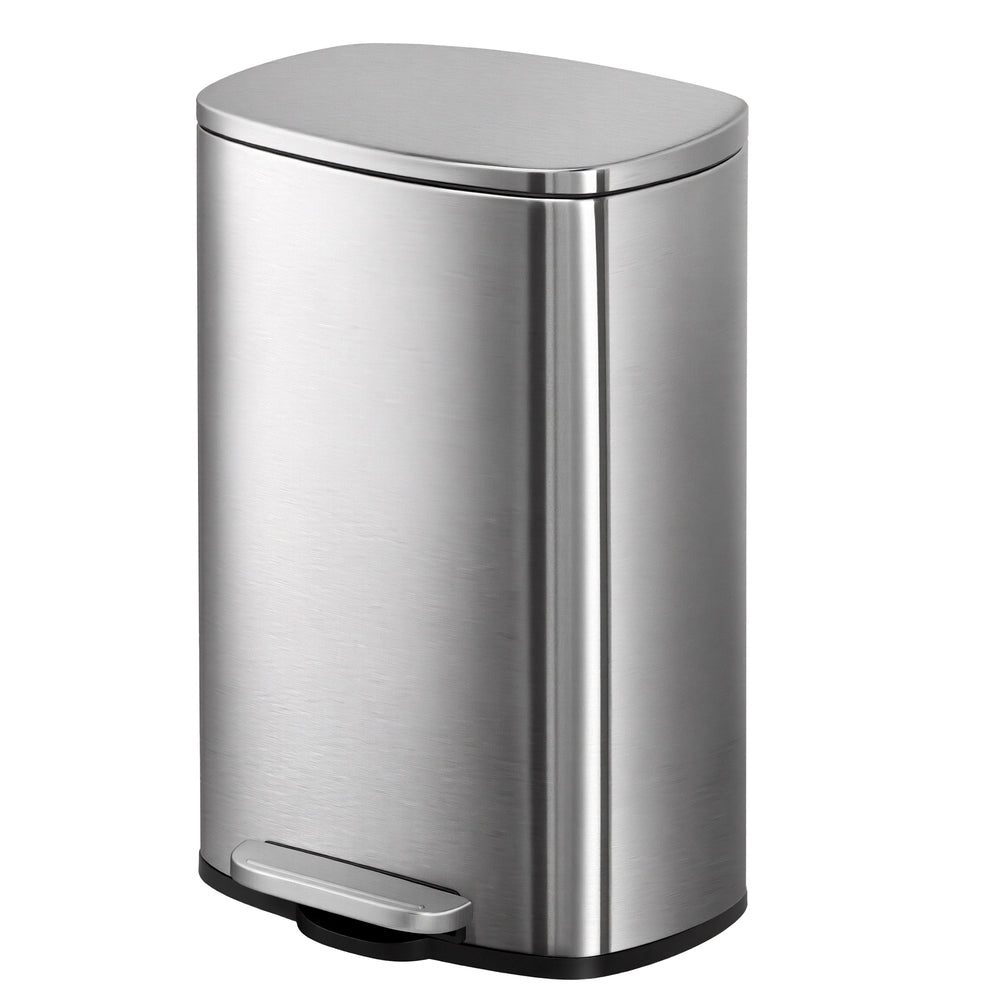 Pedal Rubbish Can 13 Gallon, Steel Trash Bin with Inner Bucket, Soft Close, for Kitchen, Black - image 1
