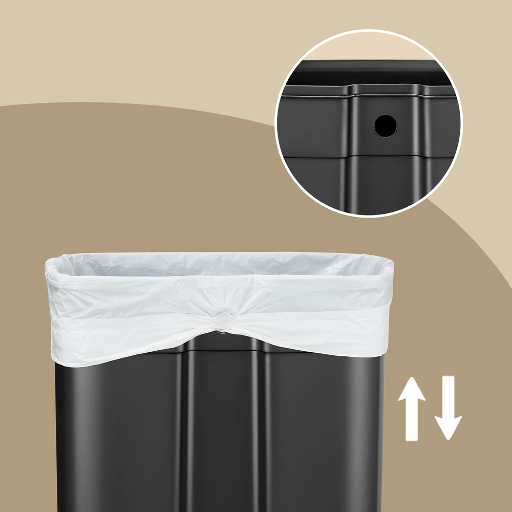 Pedal Rubbish Can 13 Gallon, Steel Trash Bin with Inner Bucket, Soft Close, for Kitchen, Black - image 4