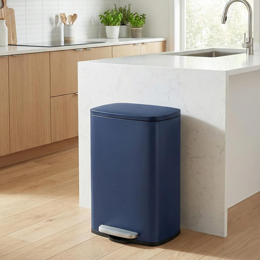 Pedal Rubbish Can 13 Gallon, Steel Trash Bin with Inner Bucket, Soft Close, for Kitchen, Black - image 36