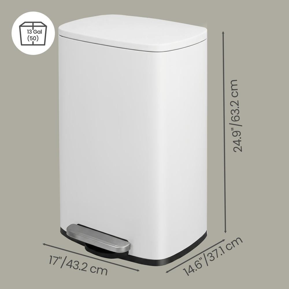 Pedal Rubbish Can 13 Gallon, Steel Trash Bin with Inner Bucket, Soft Close, for Kitchen, Black - image 12