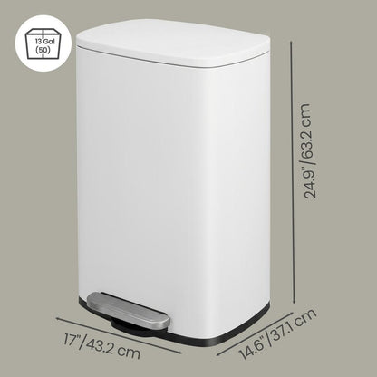 Pedal Rubbish Can 13 Gallon, Steel Trash Bin with Inner Bucket, Soft Close, for Kitchen, Black - image 12