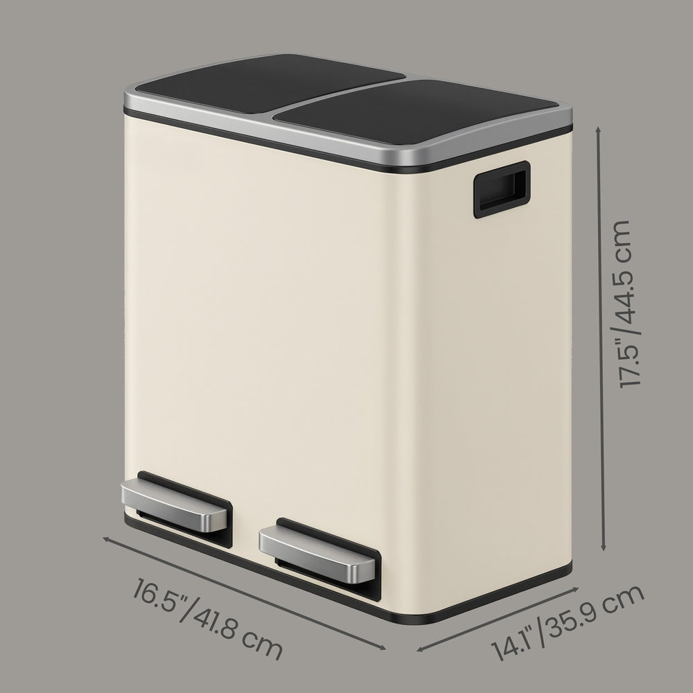 Dual Rubbish Bin for Recycling and Waste, Waste Bin with Inner Buckets, Soft Close, Sand Beige and Black - image 2