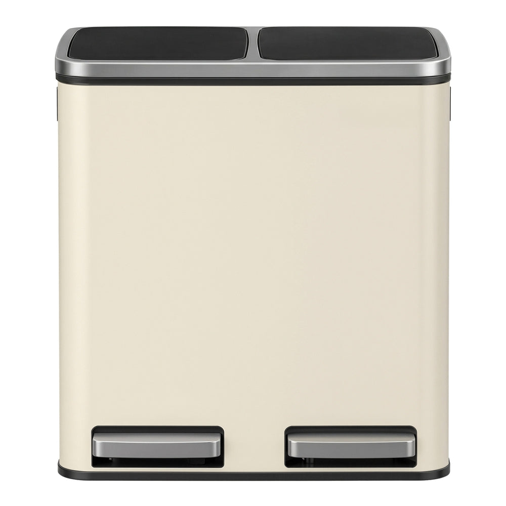 Dual Rubbish Bin for Recycling and Waste, Waste Bin with Inner Buckets, Soft Close, Sand Beige and Black - image 5
