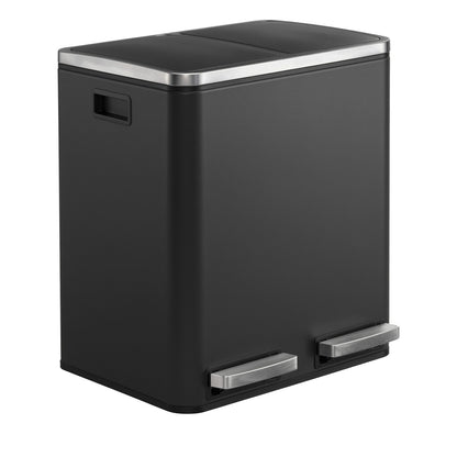 Dual Rubbish Bin for Recycling and Waste, Waste Bin with Inner Buckets, Soft Close, Sand Beige and Black - image 10