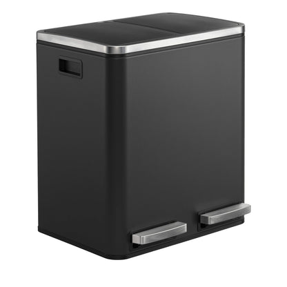 Dual Rubbish Bin for Recycling and Waste, Waste Bin with Inner Buckets, Soft Close, Sand Beige and Black - image 9