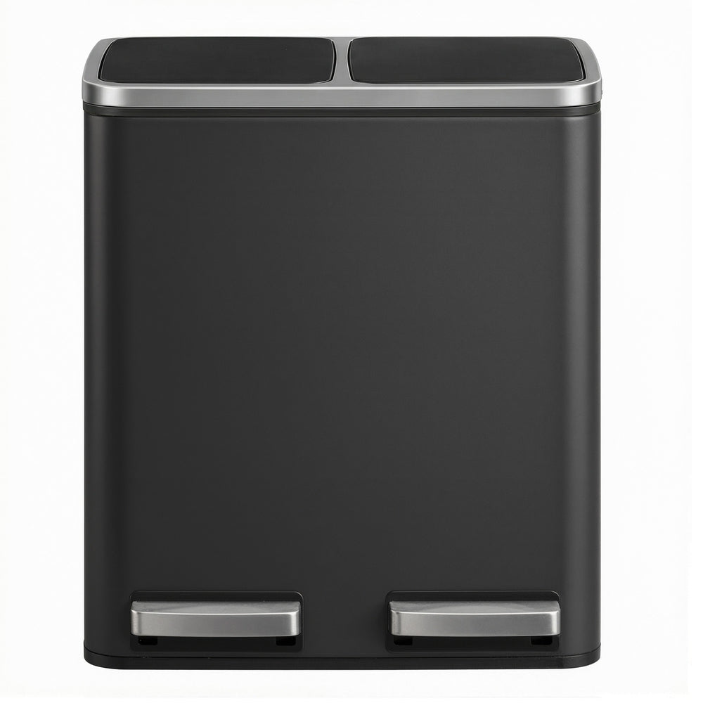 Dual Rubbish Bin for Recycling and Waste, Waste Bin with Inner Buckets, Soft Close, Sand Beige and Black - image 11