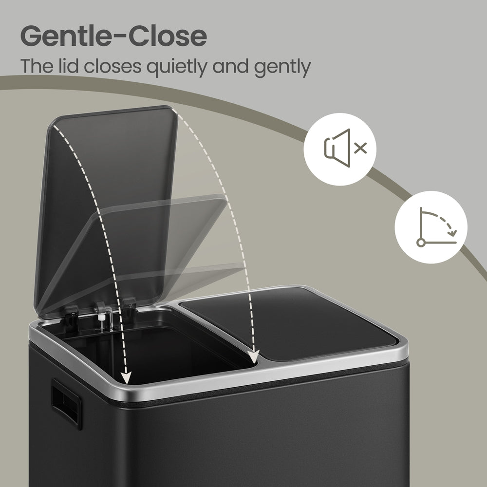 Dual Rubbish Bin for Recycling and Waste, Waste Bin with Inner Buckets, Soft Close, Sand Beige and Black - image 13