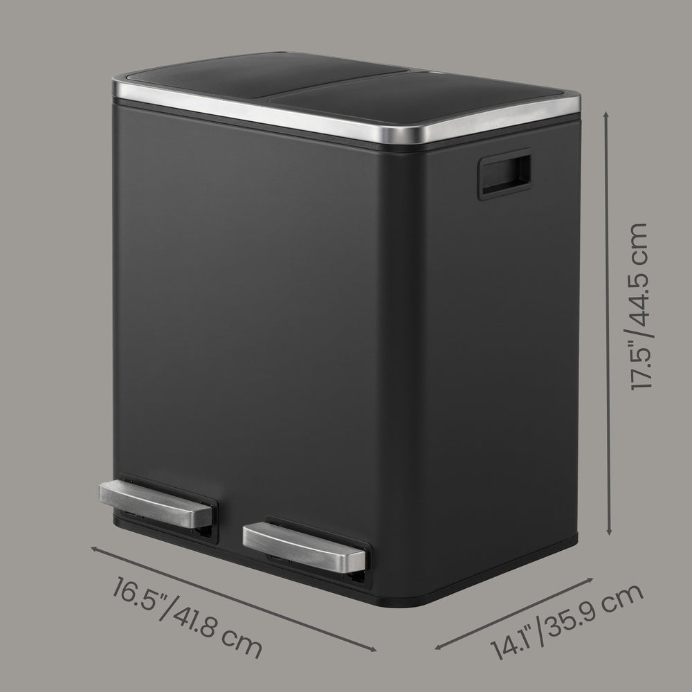 Dual Rubbish Bin for Recycling and Waste, Waste Bin with Inner Buckets, Soft Close, Sand Beige and Black - image 14