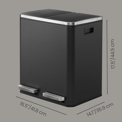 Dual Rubbish Bin for Recycling and Waste, Waste Bin with Inner Buckets, Soft Close, Sand Beige and Black - image 14