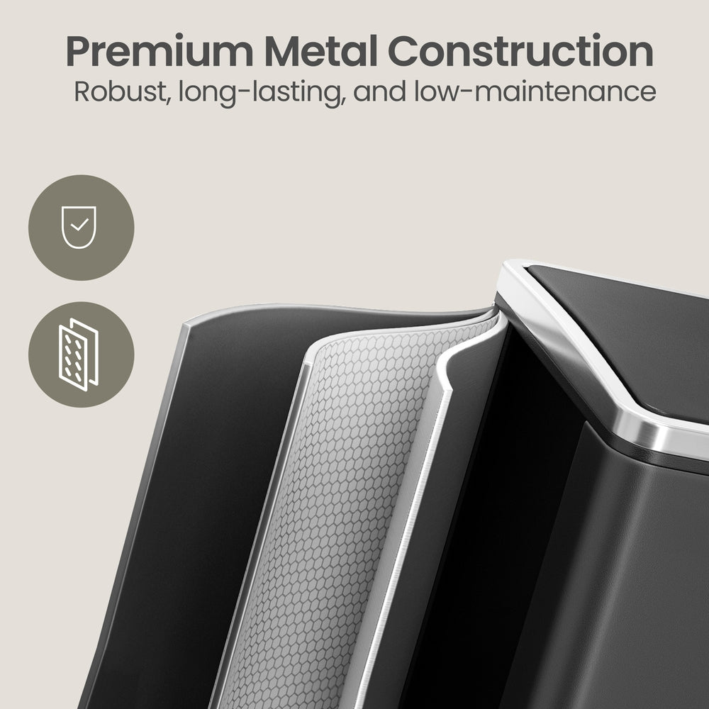 Dual Rubbish Bin for Recycling and Waste, Waste Bin with Inner Buckets, Soft Close, Sand Beige and Black - image 17