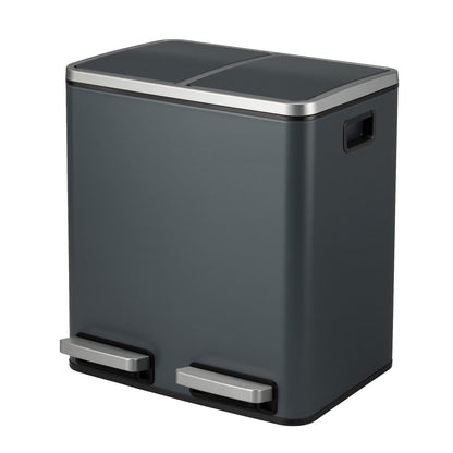 Dual Rubbish Bin for Recycling and Waste, Waste Bin with Inner Buckets, Soft Close, Sand Beige and Black - image 18