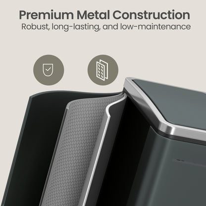 Dual Rubbish Bin for Recycling and Waste, Waste Bin with Inner Buckets, Soft Close, Sand Beige and Black - image 23