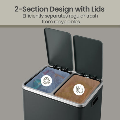 Dual Rubbish Bin for Recycling and Waste, Waste Bin with Inner Buckets, Soft Close, Sand Beige and Black - image 25