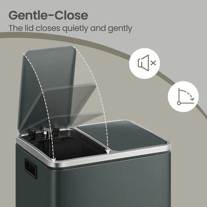 Dual Rubbish Bin for Recycling and Waste, Waste Bin with Inner Buckets, Soft Close, Sand Beige and Black - image 26