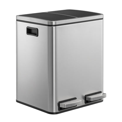 Dual Rubbish Bin for Recycling and Waste, Waste Bin with Inner Buckets, Soft Close, Sand Beige and Black - image 28