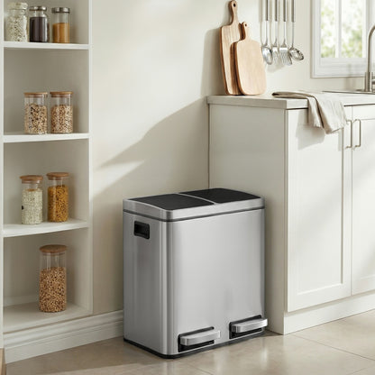 Dual Rubbish Bin for Recycling and Waste, Waste Bin with Inner Buckets, Soft Close, Sand Beige and Black - image 29