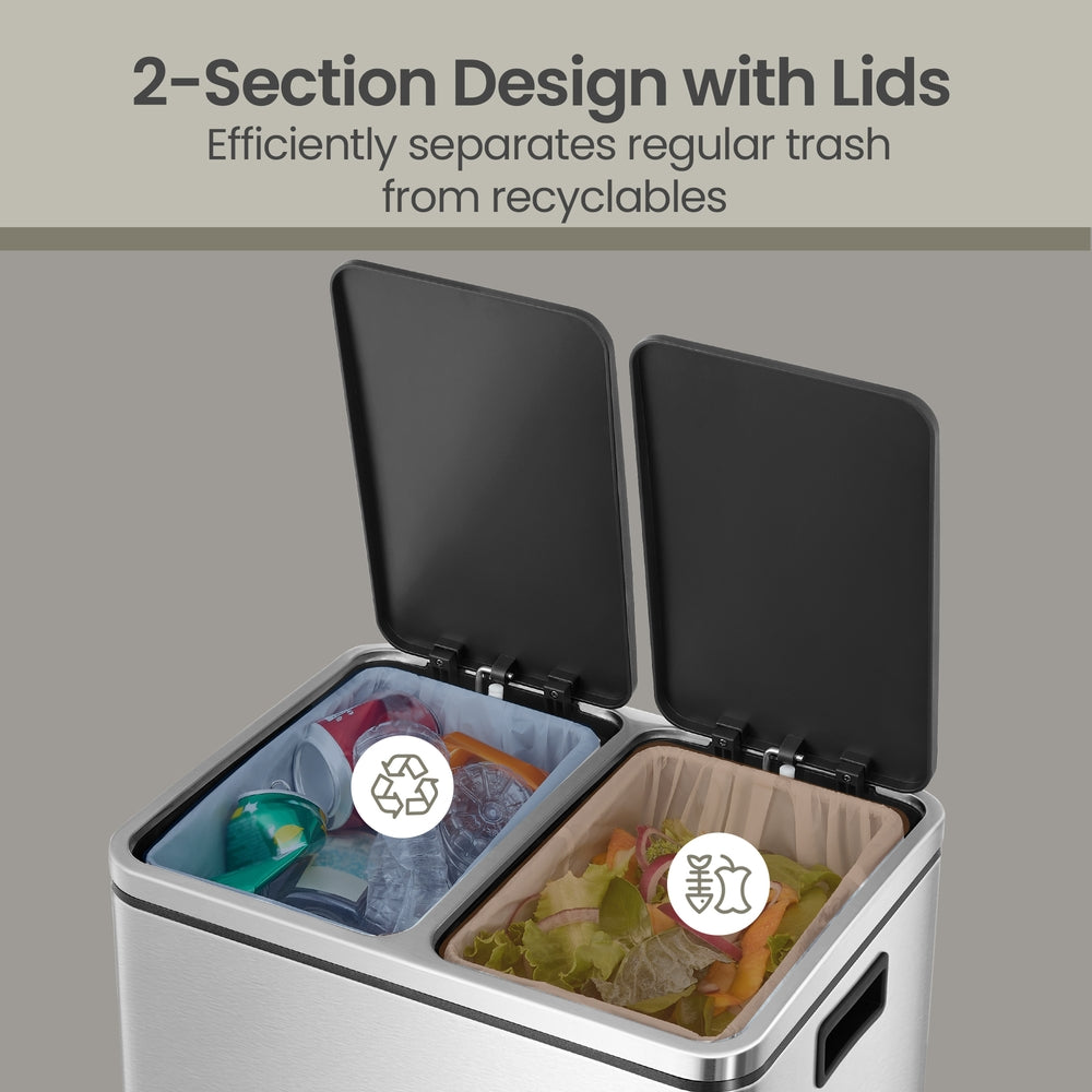 Dual Rubbish Bin for Recycling and Waste, Waste Bin with Inner Buckets, Soft Close, Sand Beige and Black - image 30