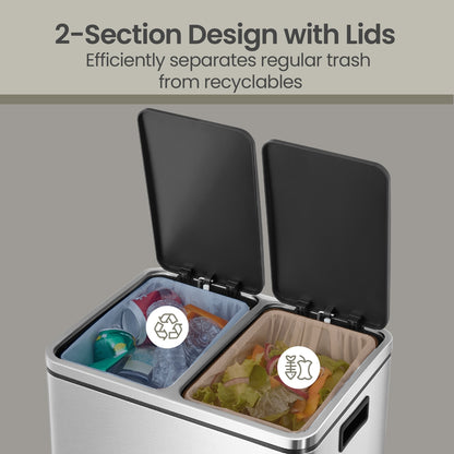 Dual Rubbish Bin for Recycling and Waste, Waste Bin with Inner Buckets, Soft Close, Sand Beige and Black - image 30
