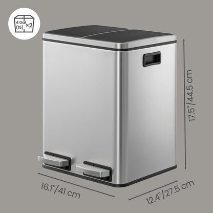 Dual Rubbish Bin for Recycling and Waste, Waste Bin with Inner Buckets, Soft Close, Sand Beige and Black - image 32