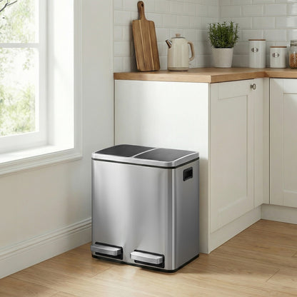 Dual Rubbish Bin for Recycling and Waste, Waste Bin with Inner Buckets, Soft Close, Sand Beige and Black - image 33