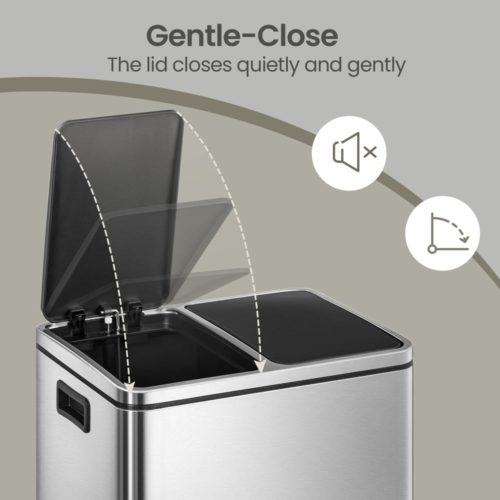 Dual Rubbish Bin for Recycling and Waste, Waste Bin with Inner Buckets, Soft Close, Sand Beige and Black - image 34