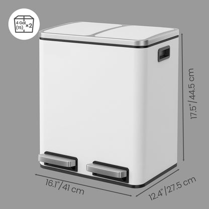 Dual Rubbish Bin for Recycling and Waste, Waste Bin with Inner Buckets, Soft Close, Sand Beige and Black - image 37