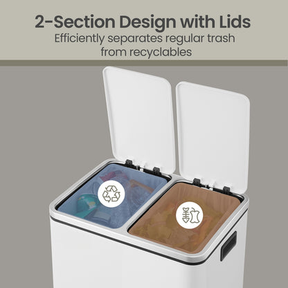 Dual Rubbish Bin for Recycling and Waste, Waste Bin with Inner Buckets, Soft Close, Sand Beige and Black - image 38