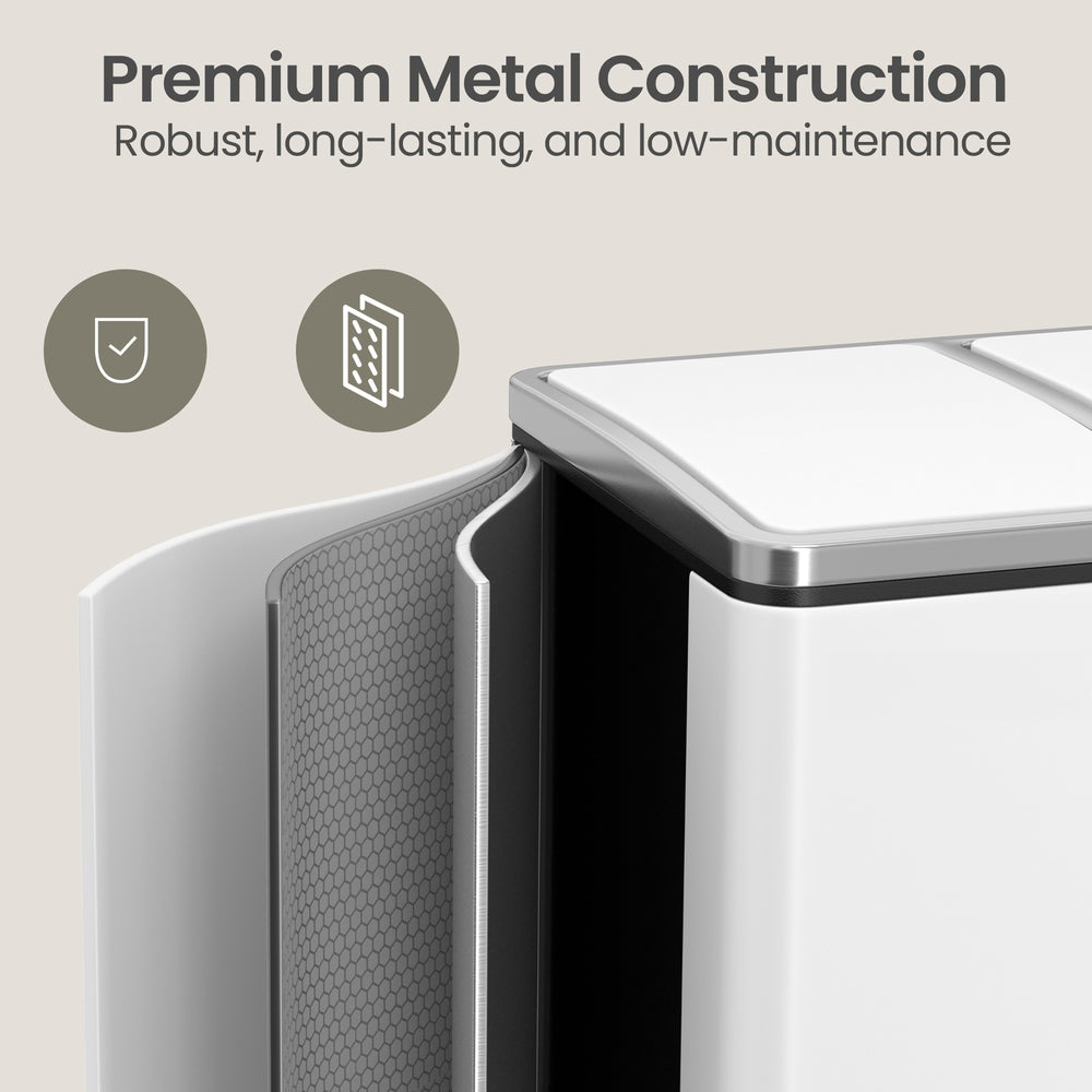 Dual Rubbish Bin for Recycling and Waste, Waste Bin with Inner Buckets, Soft Close, Sand Beige and Black - image 39