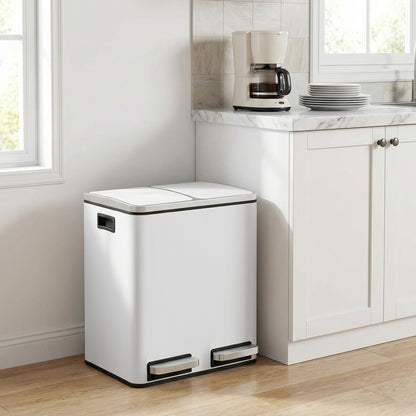 Dual Rubbish Bin for Recycling and Waste, Waste Bin with Inner Buckets, Soft Close, Sand Beige and Black - image 41