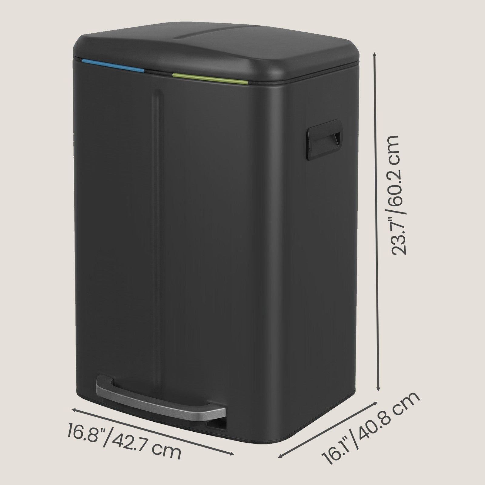 40L Double Kitchen Bin with Lids, Rubbish Bin, Soft Close with Plastic Inner Buckets - image 4