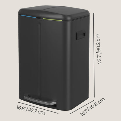 40L Double Kitchen Bin with Lids, Rubbish Bin, Soft Close with Plastic Inner Buckets - image 4