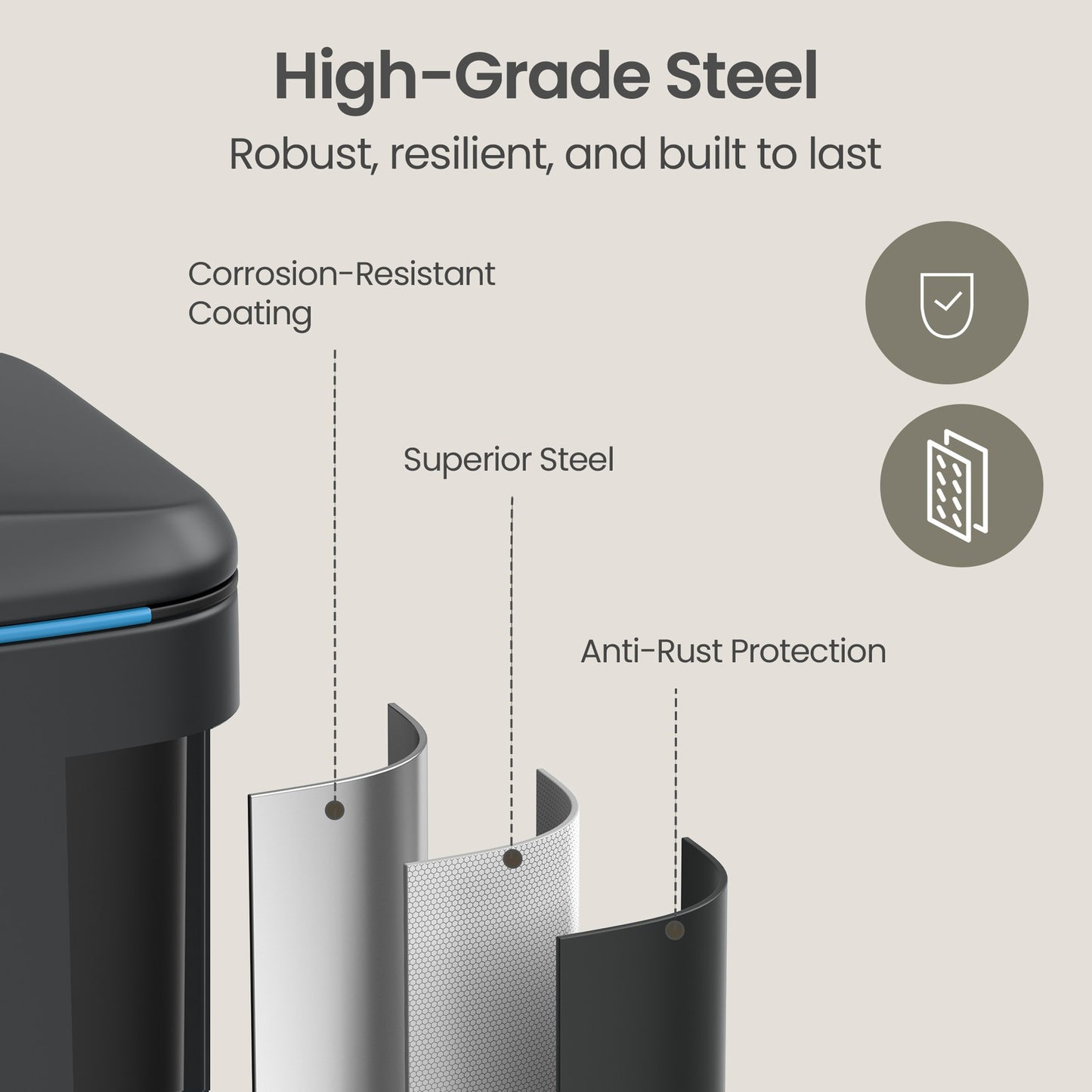 40L Double Kitchen Bin with Lids, Rubbish Bin, Soft Close with Plastic Inner Buckets - image 6