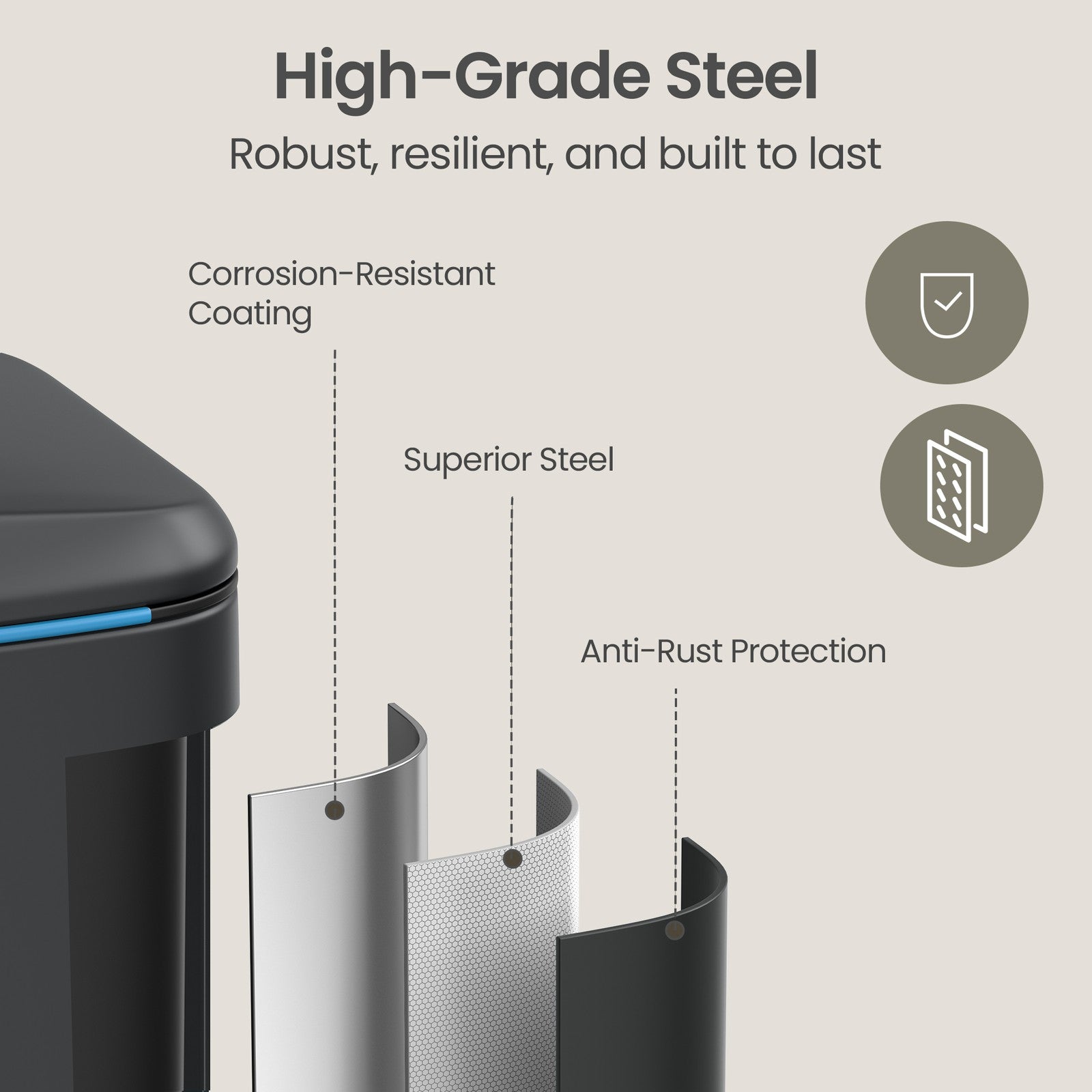 40L Double Kitchen Bin with Lids, Rubbish Bin, Soft Close with Plastic Inner Buckets - image 6