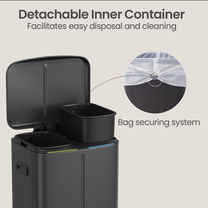 40L Double Kitchen Bin with Lids, Rubbish Bin, Soft Close with Plastic Inner Buckets - image 7