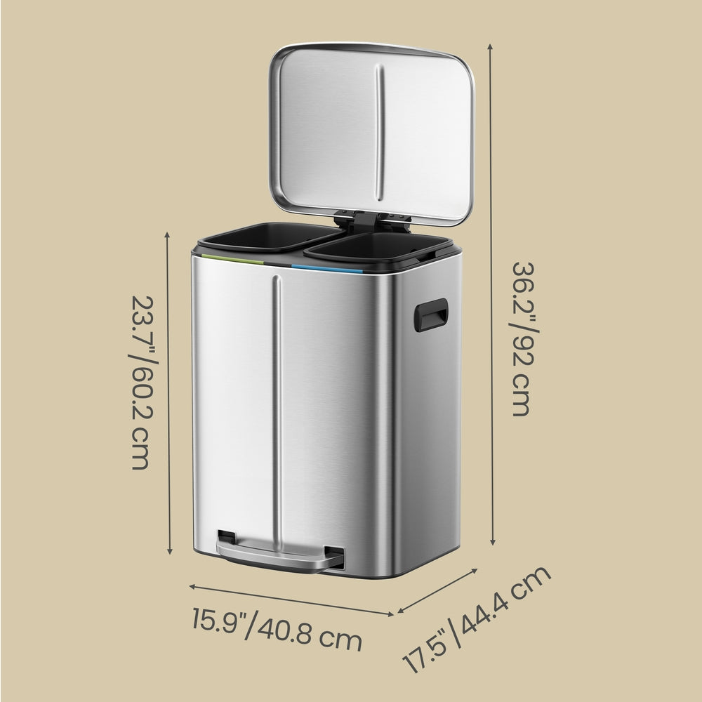 40L Double Kitchen Bin with Lids, Rubbish Bin, Soft Close with Plastic Inner Buckets - image 14