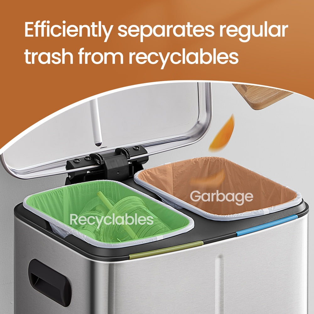 40L Double Kitchen Bin with Lids, Rubbish Bin, Soft Close with Plastic Inner Buckets - image 18