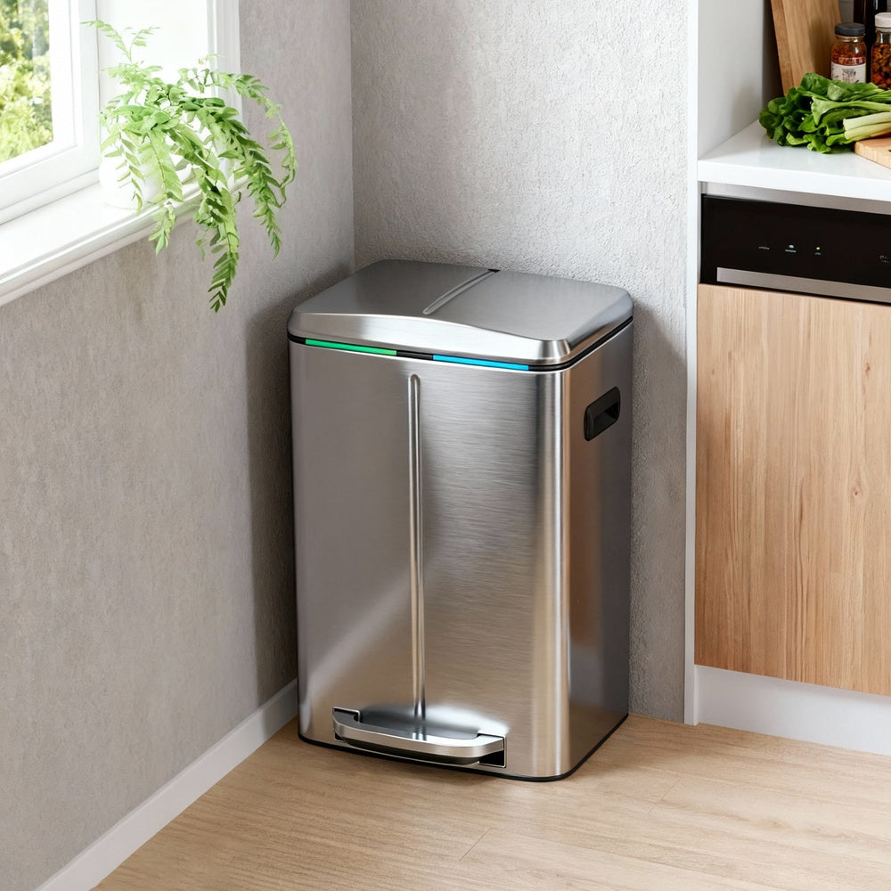 40L Double Kitchen Bin with Lids, Rubbish Bin, Soft Close with Plastic Inner Buckets - image 23