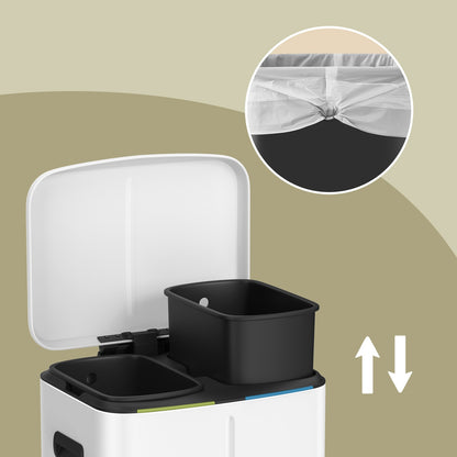 40L Double Kitchen Bin with Lids, Rubbish Bin, Soft Close with Plastic Inner Buckets - image 27