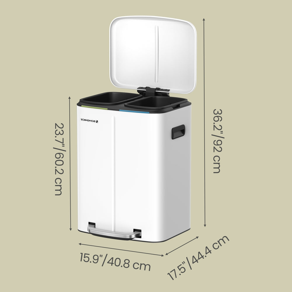 40L Double Kitchen Bin with Lids, Rubbish Bin, Soft Close with Plastic Inner Buckets - image 26