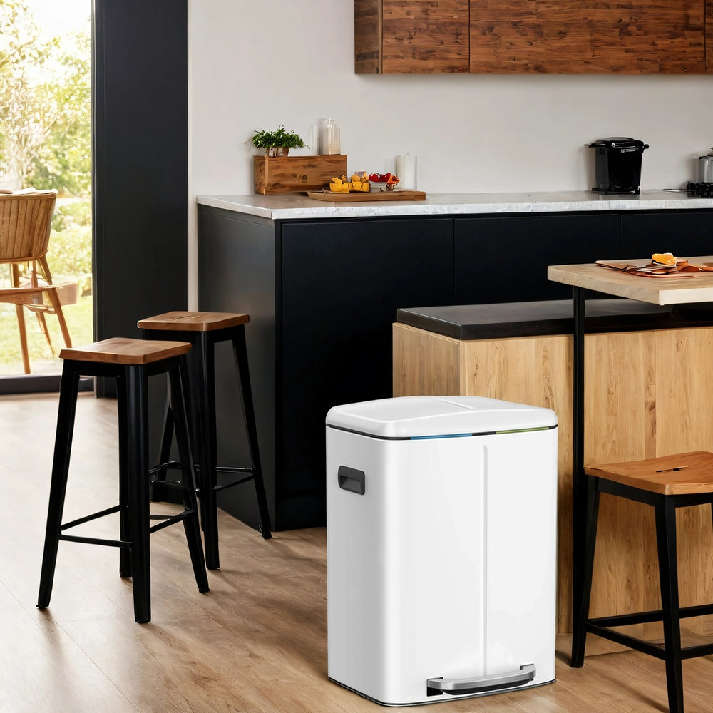 40L Double Kitchen Bin with Lids, Rubbish Bin, Soft Close with Plastic Inner Buckets - image 32