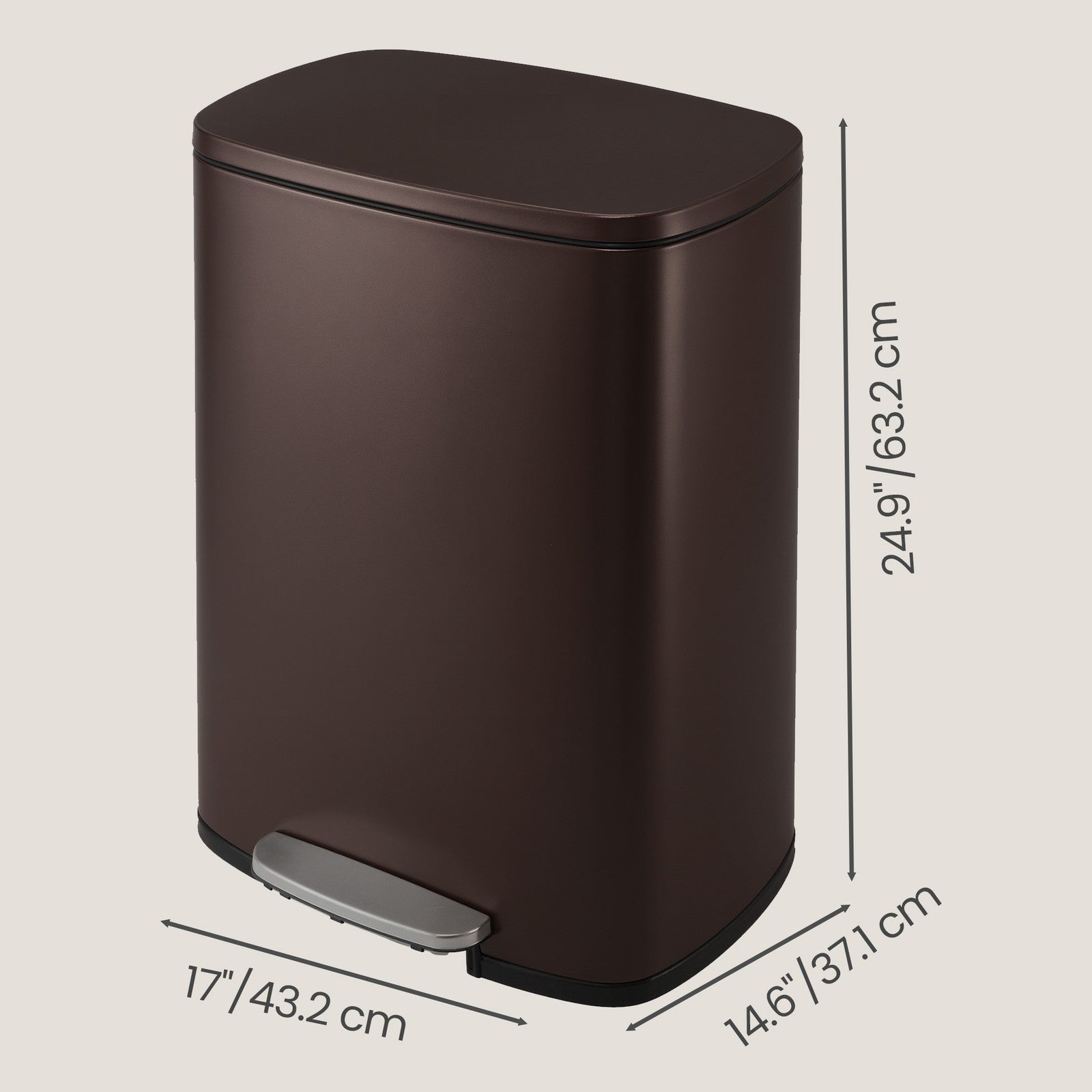 Pedal Rubbish Can 13 Gallon, Steel Trash Bin with Inner Bucket, Soft Close, for Kitchen, Black - image 45