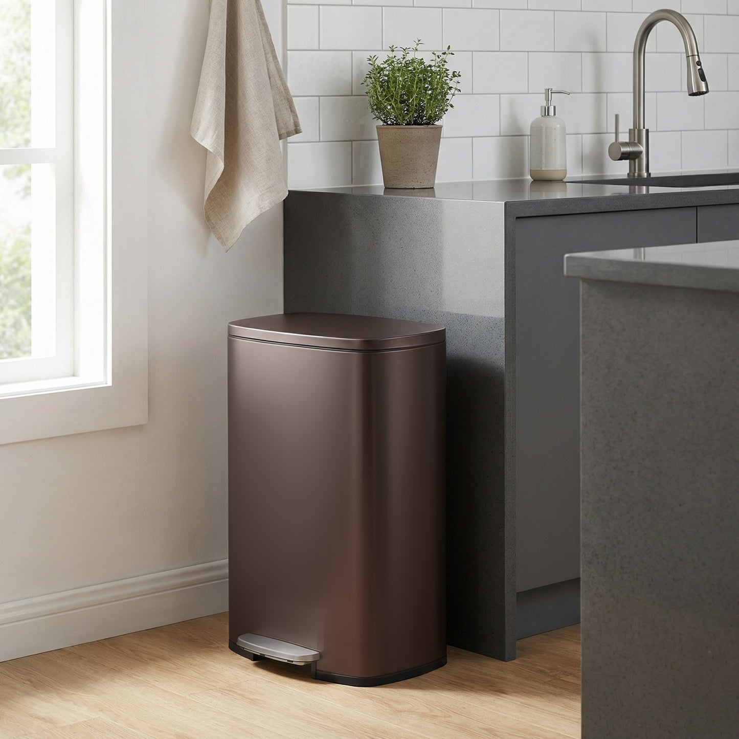 Pedal Rubbish Can 13 Gallon, Steel Trash Bin with Inner Bucket, Soft Close, for Kitchen, Black - image 50