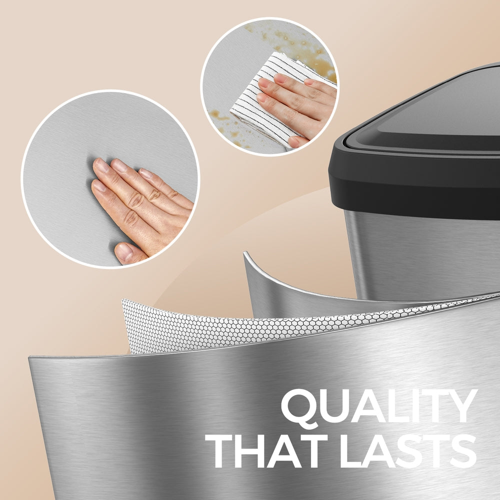 68L Kitchen Rubbish Bin, Metal Waste Pedal Bin with Lid, Tall and Large - image 4
