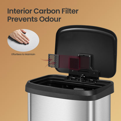 68L Kitchen Rubbish Bin, Metal Waste Pedal Bin with Lid, Tall and Large - image 28