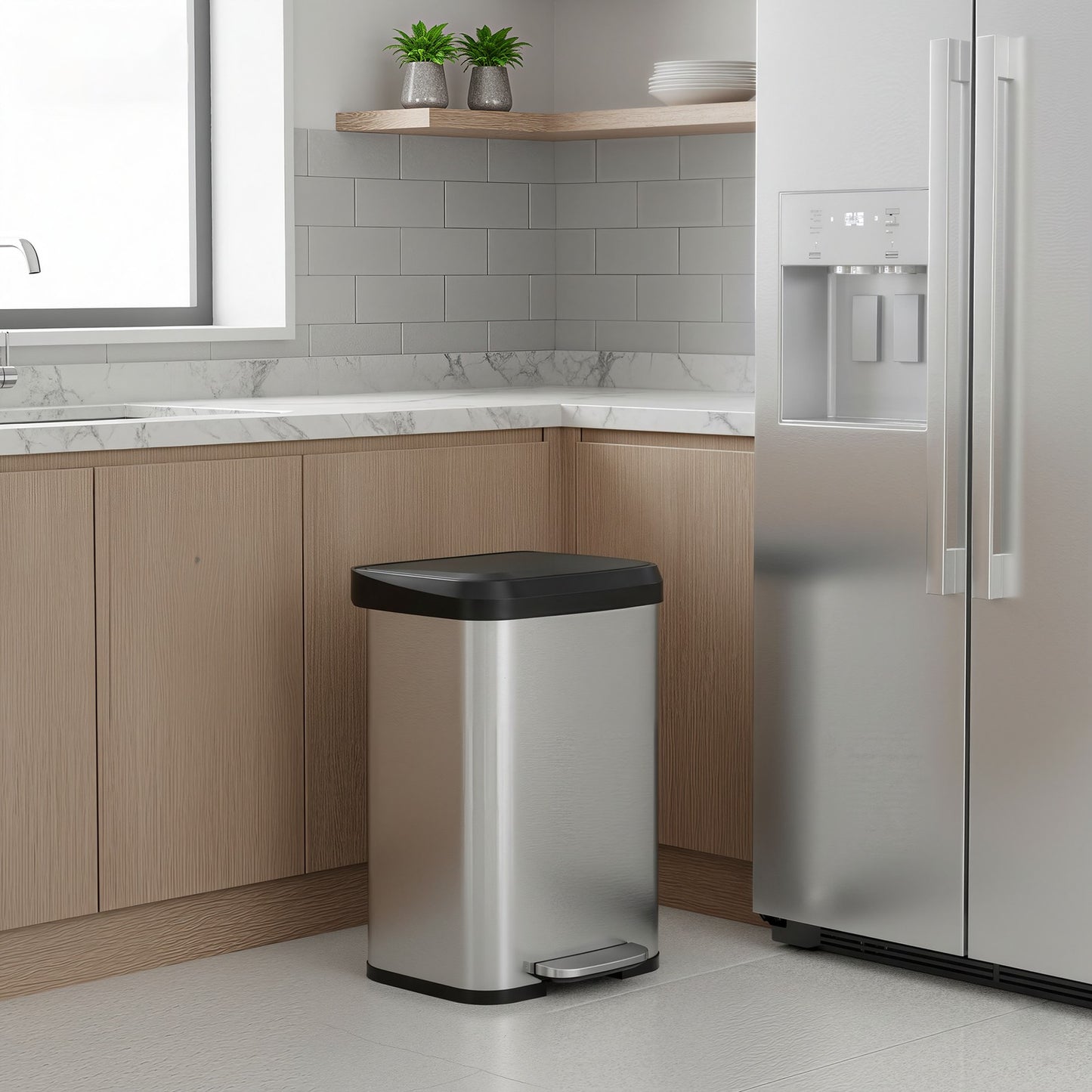 68L Kitchen Rubbish Bin, Metal Waste Pedal Bin with Lid, Tall and Large - image 30