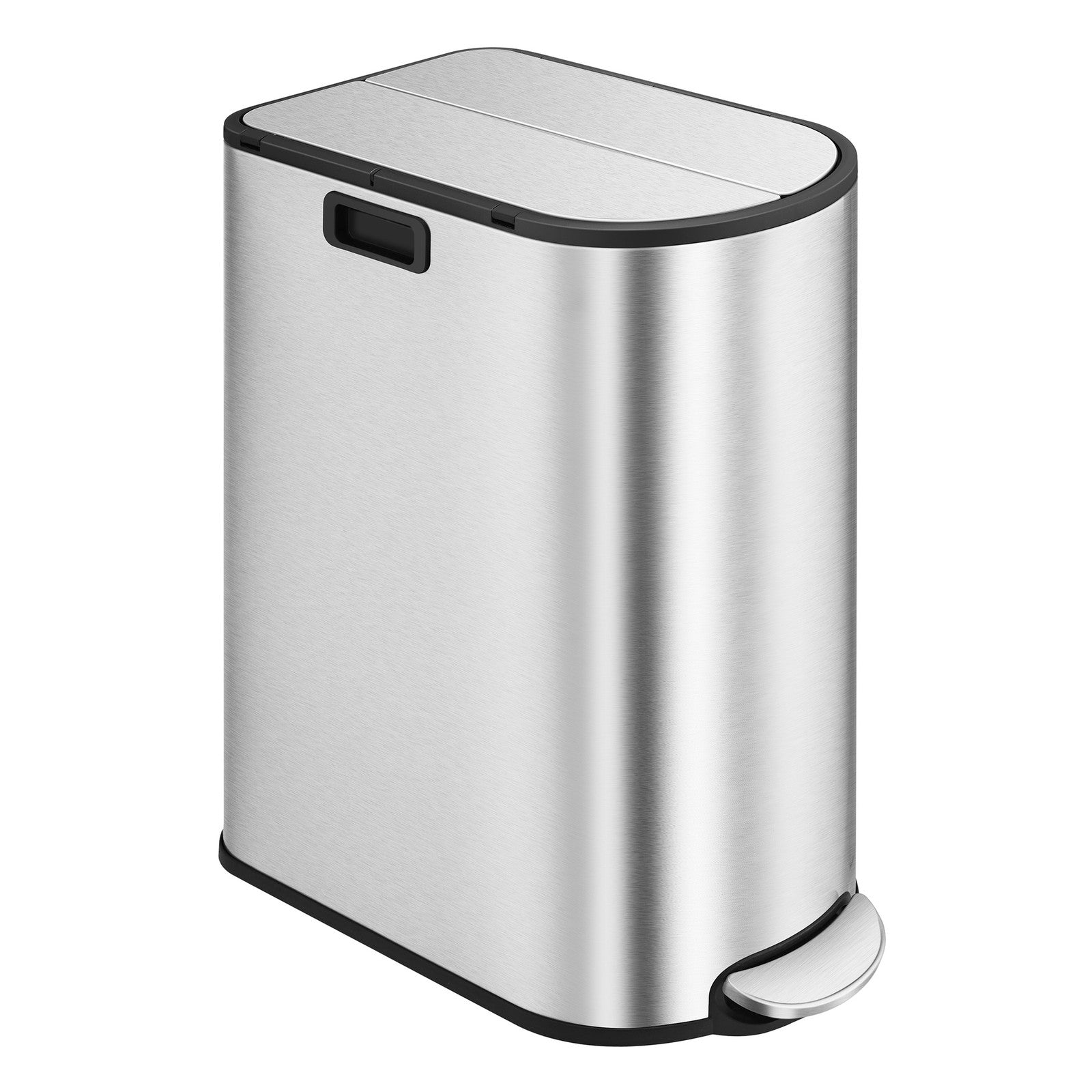 Dual Compartment Recycling Bin, 30L and 20L Pedal Kitchen Waste Bin with Slim Design, Wing Lids - image 2