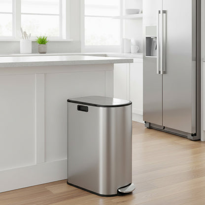 Dual Compartment Recycling Bin, 30L and 20L Pedal Kitchen Waste Bin with Slim Design, Wing Lids - image 4